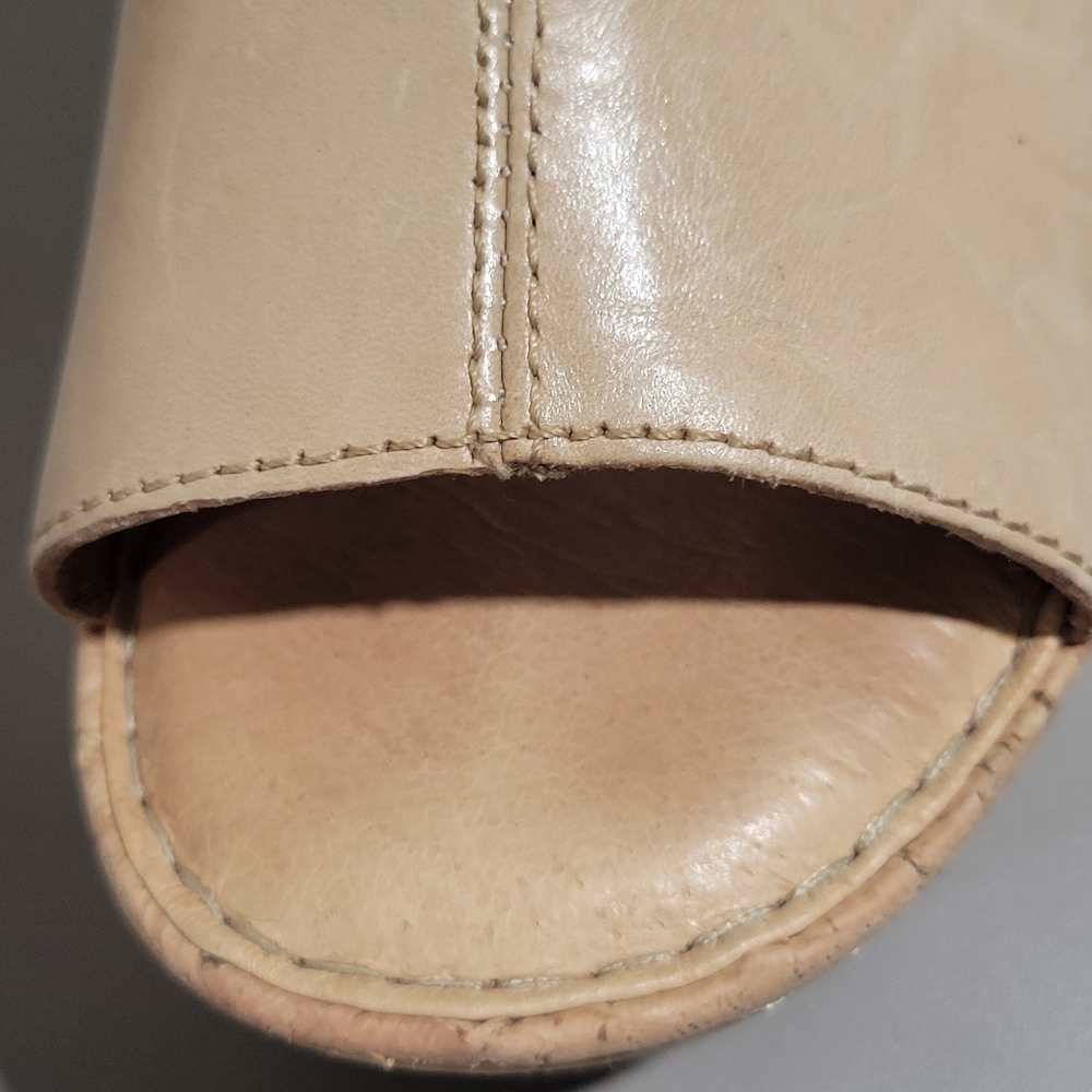 Neutral Beige Cork Wedge Sandals - Women - Picture 12 of 16